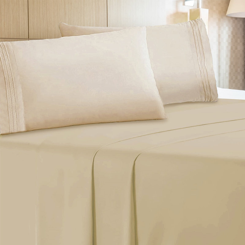 Camel Queen Deep Pocket Embroidered Microfiber Sheet Set