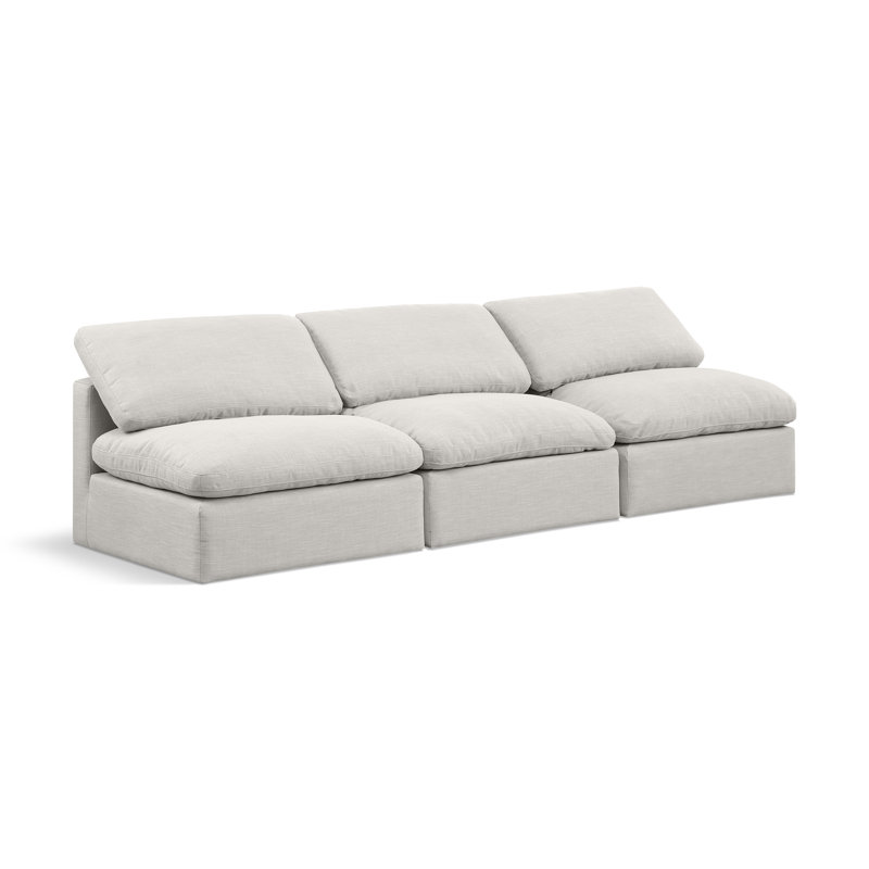 Canapé rembourré 105 po Itala, Tissu crème texturé en lin