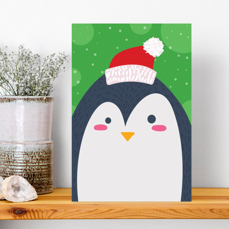 Cute Christmas Penguin Contemporary Bird Penguin Winter Wall Art Print 1 Piece Wrapped Canvas Wall Art, 45.72cm H x 30.48cm W