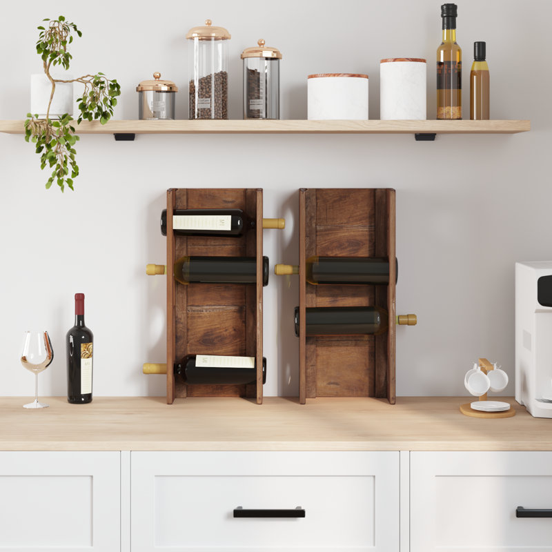 Solid Wood Open Shelving Wine Bottle Rack Brown