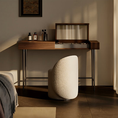 47.24"Retro Flip-top Vanity Table with Stool