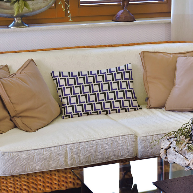 Housse de coussin rectangulaire et insert Baltimore Football Luxury, Simili daim, Or métallique / mauve / blanc