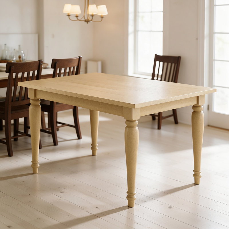 Table de salle à manger 55 po en bois naturel, table d'appoint en bois massif pour 2 à 4 personnes, table de ferme rectangulaire avec pieds tournés classiques pour la cuisine, la salle à manger et le coin-repas