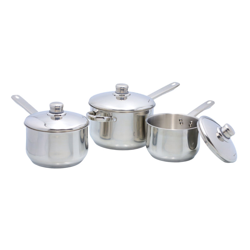 Buckingham 3 Piece Deep Saucepan Set with Stainless Steel Lid