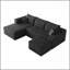 Canapé modulaire 95 po avec 1 repose-pieds Cloud, fauteuils rembourrés minimalistes modernes, canapé confortable en forme de U pour le salon, canapé d'angle à siège profond, aucun assemblage requis, noir (tissu en velours côtelé moelleux)