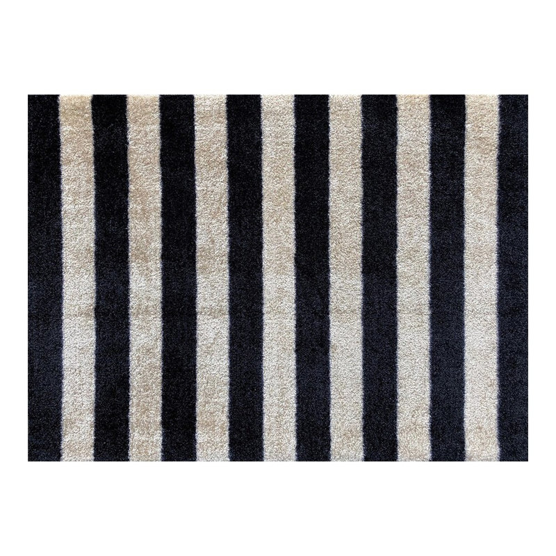 2' X 3' Black Wide Stripe Washable Floor Mat