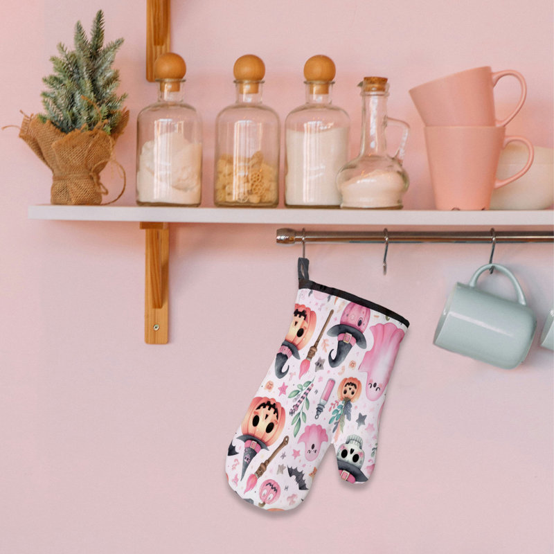 Pink Ghosts Oven Mitt Cotton Twill