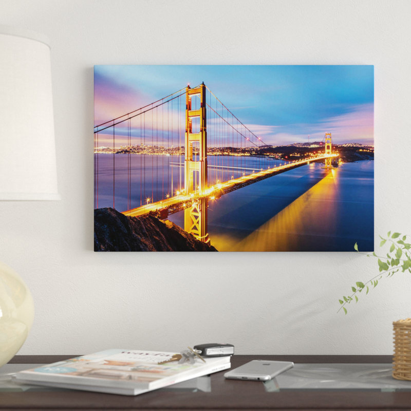 «Golden Gate Bridge At Dawn, San Francisco» par Matteo Colombo, impression sur toile, H 8 po x l 12 po x P 0,75 po