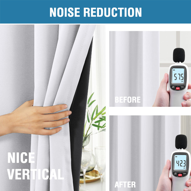 100% Blackout Curtains for Bedroom with Liner Full Room Darkening Curtains Thermal Insulated Back Tab/Rod Pocket Window Drapes for Living Room, 2 Panels