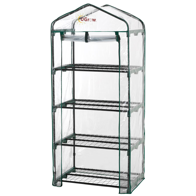 Ogrow Small 4 Tier Portable Garden Greenhouse | Mini Indoor / Outdoor Clear PVC Plastic Grow House