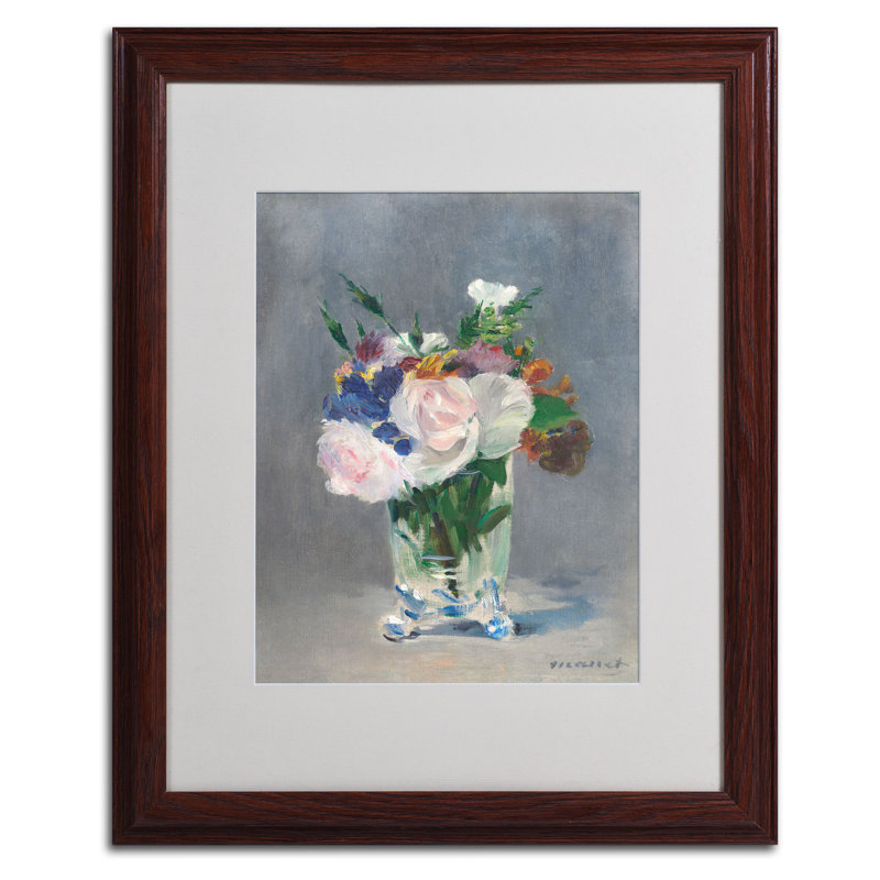 "Flowers" par Edward Manet - reproduction d'art sur toile, H 20 po x l 16 po x P 0,5 po, Brun