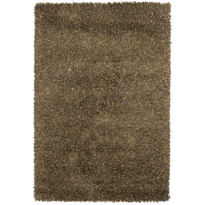 Lydia Authentic Hand-Woven Handmade Modern Ribbon Shag Polyester Area Rug, Rectangle 9' x 13', Chocolate