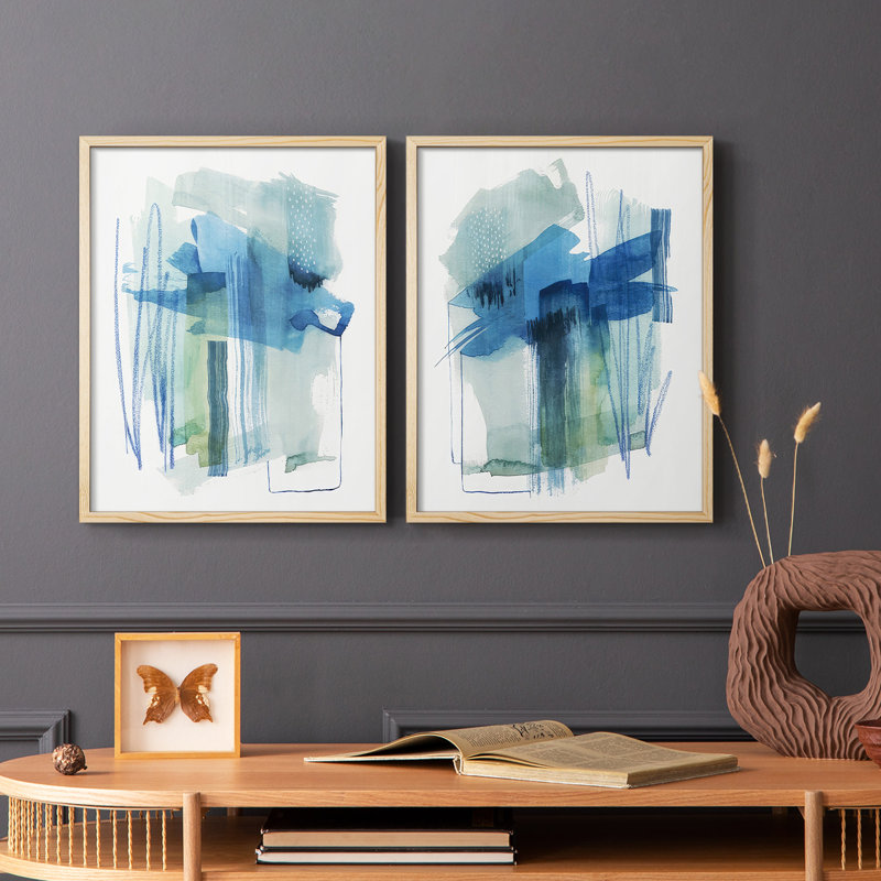 Abstract Oasis I-Premium Framed Print -Ready to Hang - No Nails Required - No Nails Required, Natural Wood, 29" H x 46" W