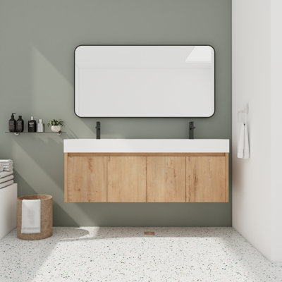 Meuble-lavabo double 59,57 po avec plateau en résine Margerine
