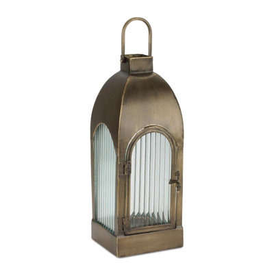 Arched Iron and Ribbed Glass Lantern