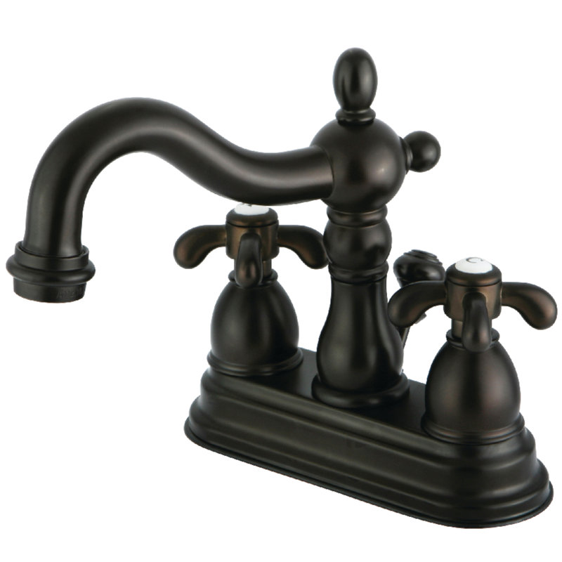Robinet de salle de bain central à 4 poignées et 3 trous à fixation sur le comptoir avec laiton escamotable Kingston