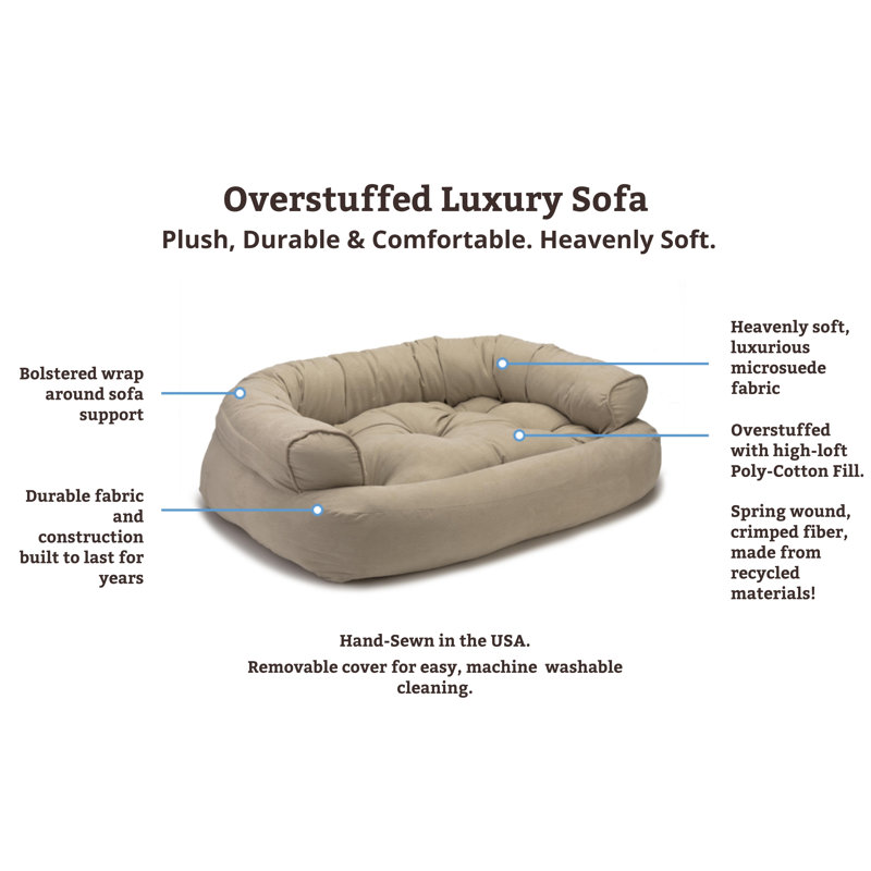 Canapé pour chien de luxe avec traversin en microsuède ultrarembourré Snoozer, Petit (l 20 po x P 30 po x H 8 po)