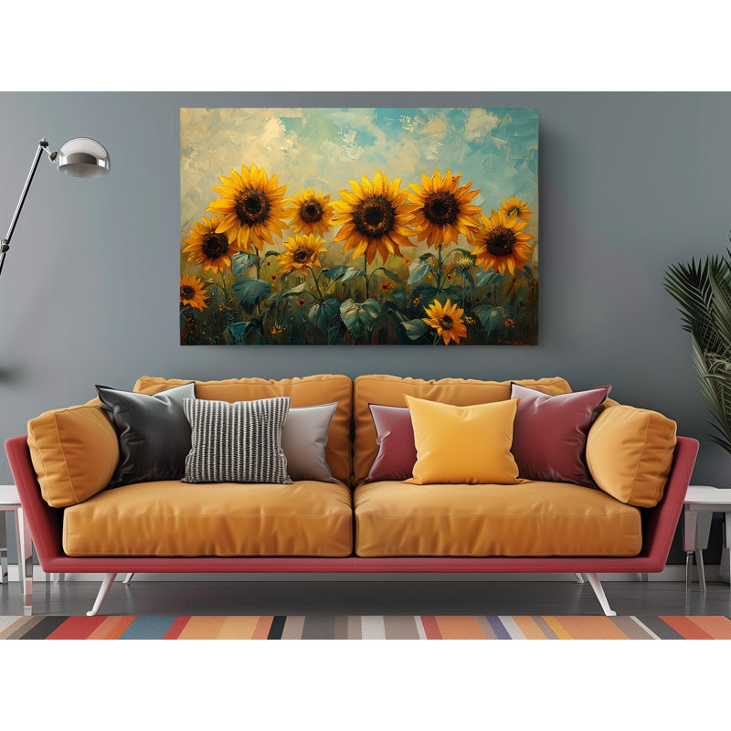 Reproduction d'art sur toile, "Peinture de tournesols", 30" H x 45" W