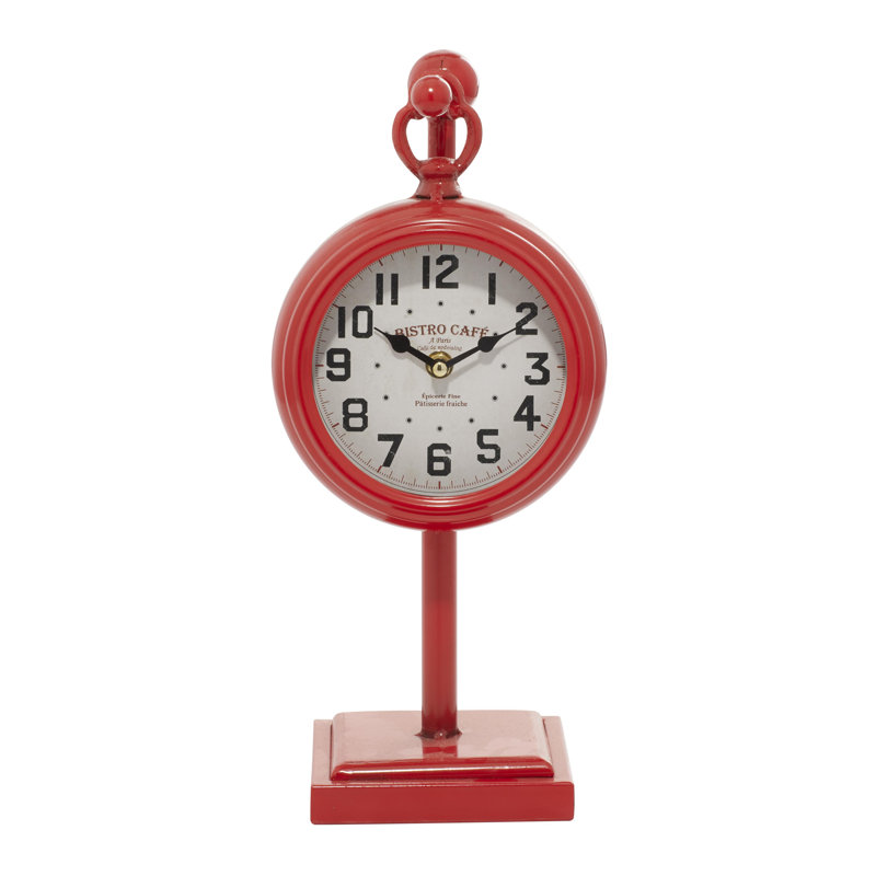 Farmhouse / Country Mechanical Tabletop Clock, Red