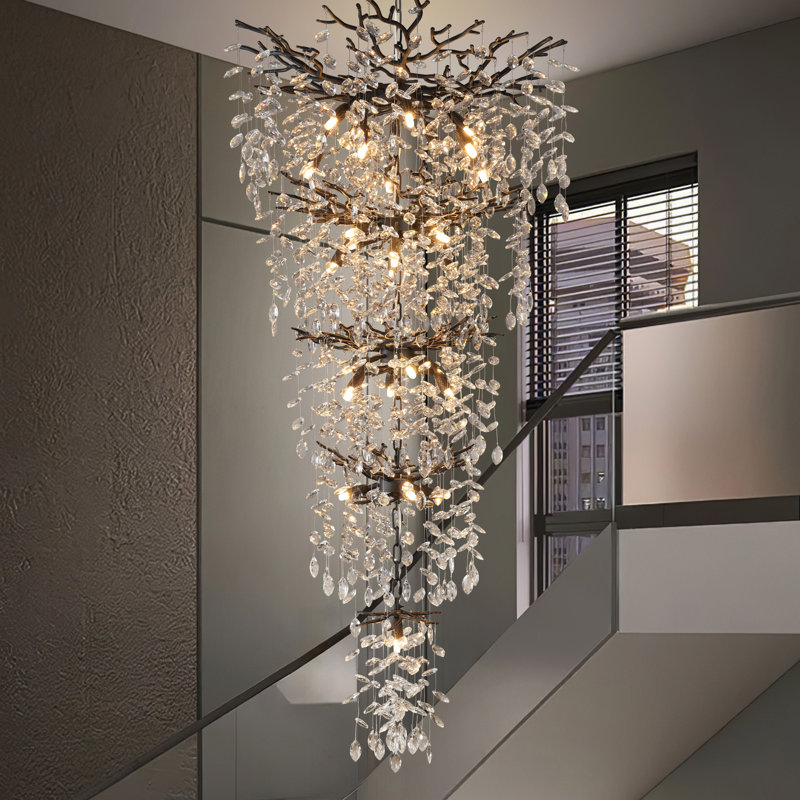 Crystal Chandelier For High Ceilings Tree Branch Chandelier, Large Chandeliers For Foyer Entryway Staircase Living Room