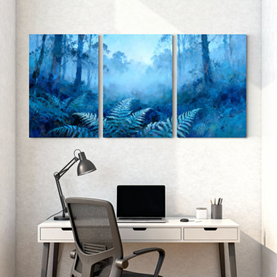 Winter Winter Ferns Misty Trees, ensemble de 3 reproductions d'art sur toile