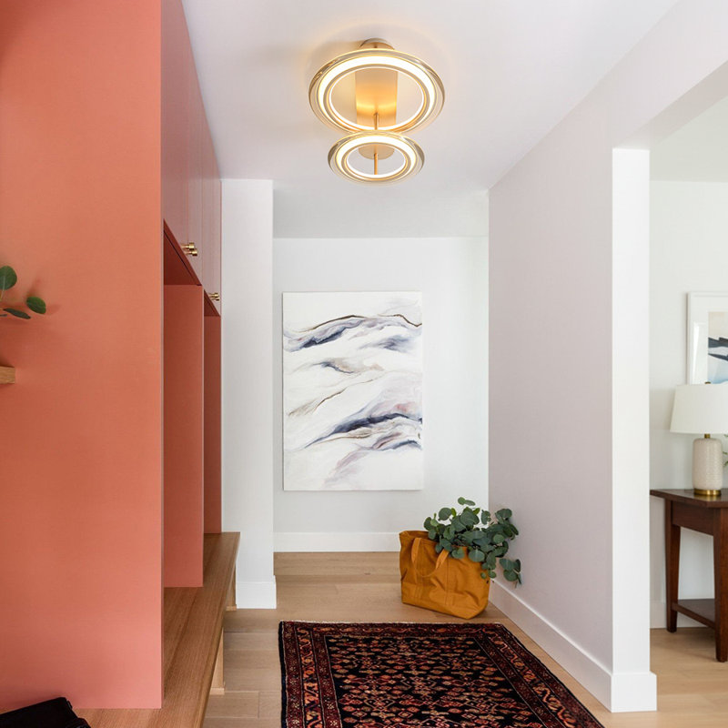 Modern Geometric 2-Circle Dimmable LED Semi-Flush Mount