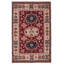 Tapis d'intérieur rectangulaire oriental en soie et laine crème et rouge, noué à la main, fait main-385784173