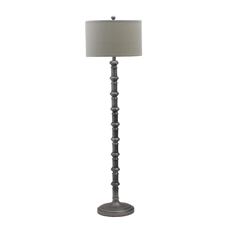 Lampe sur pied en métal 63 po, Argent antique