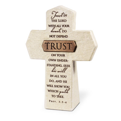 Tabletop Cross Trust Bronze Bar 5.50"H
