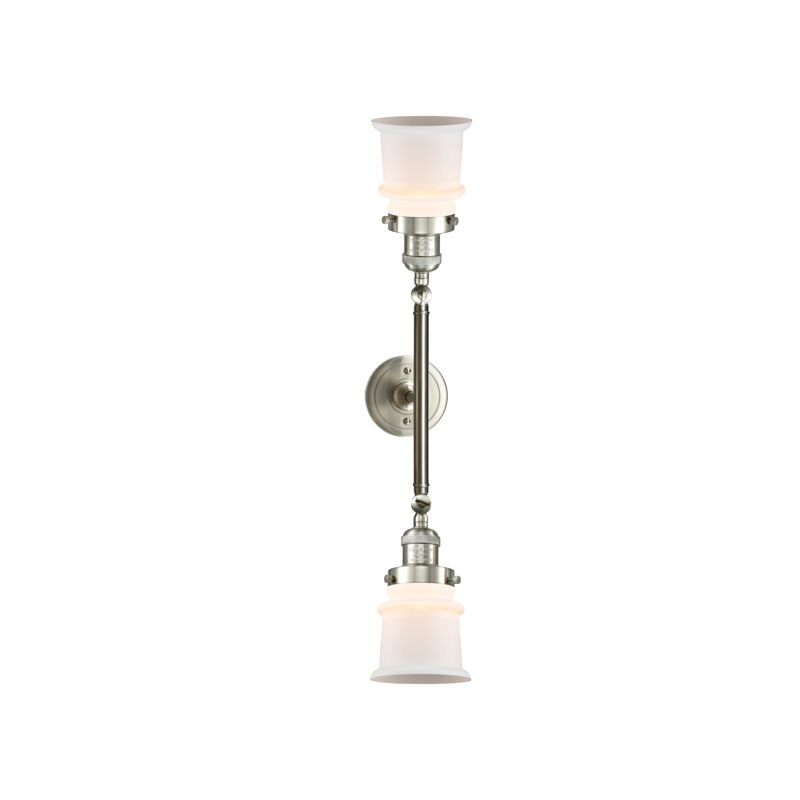 Alexandira 2 - Light Dimmable Vanity Light, Matte White Cased, 6 Watt Vinage LED Bulb, Brushed Satin Nickel