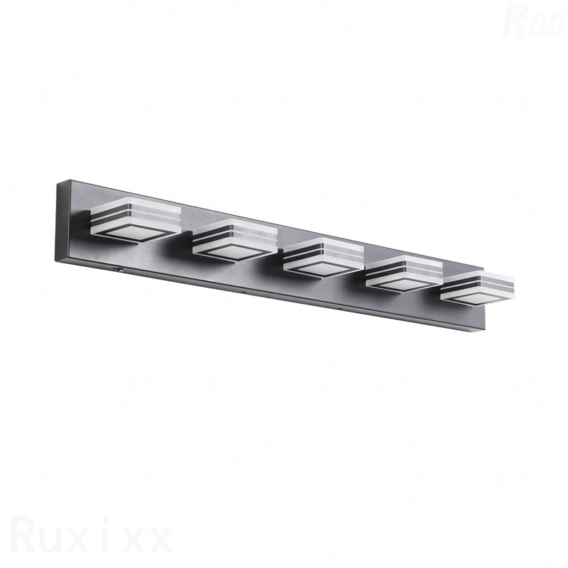 Luminaire de salle de bain 34 po - 5 lumières DEL en fer + acrylique, écoénergétique à intensité variable, fixation murale moderne