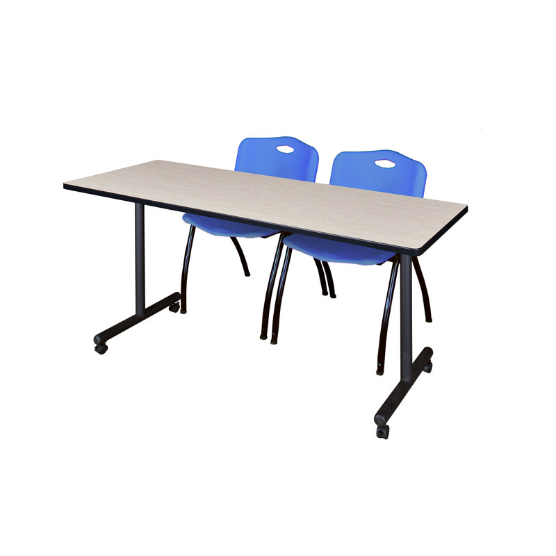 Table de formation mobile Nicklo, chaises empilables 2 M, Bleu, Érable, H 29 po x L 72 po x l 24 po