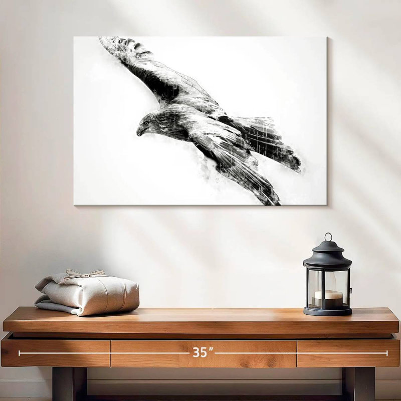 Brampt Hawk Black And White, 16" H x 24" W