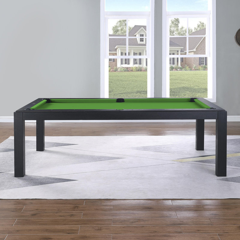 Table de billard Ashmont, 8 pi, Noir rétro, Vert pomme