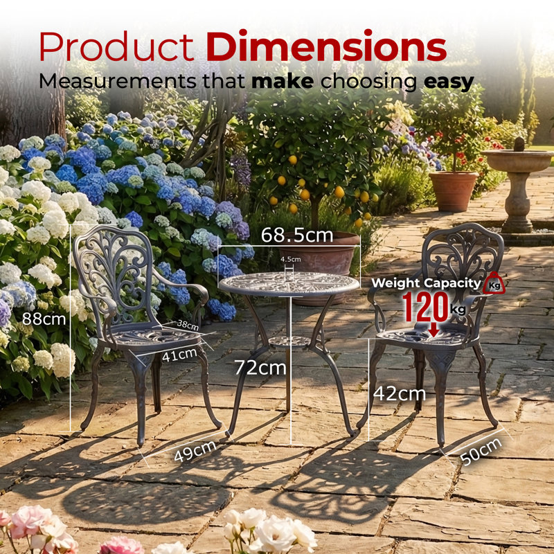 Musselman 2 - Person Patio Dining Set with Round Table, Grey