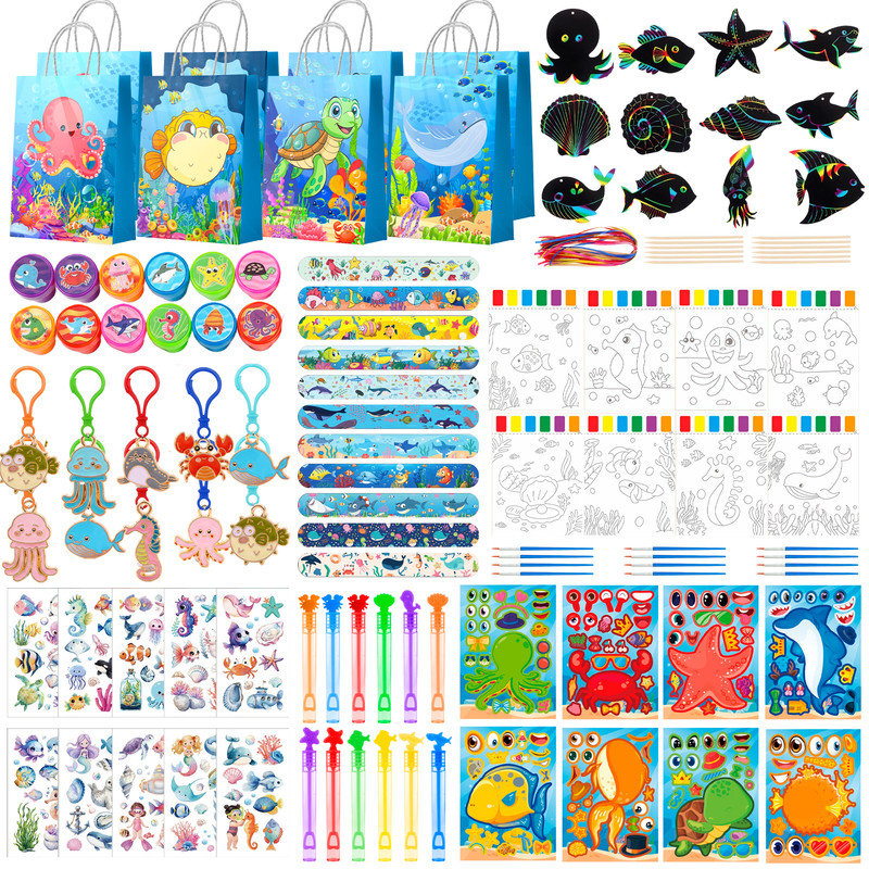 120 pièces de cadeaux de fête du monde sous-marin, ensemble de cadeaux de fête d'anniversaire sous-marine