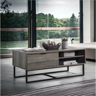 Table basse Homare en chêne rustique et finition noire