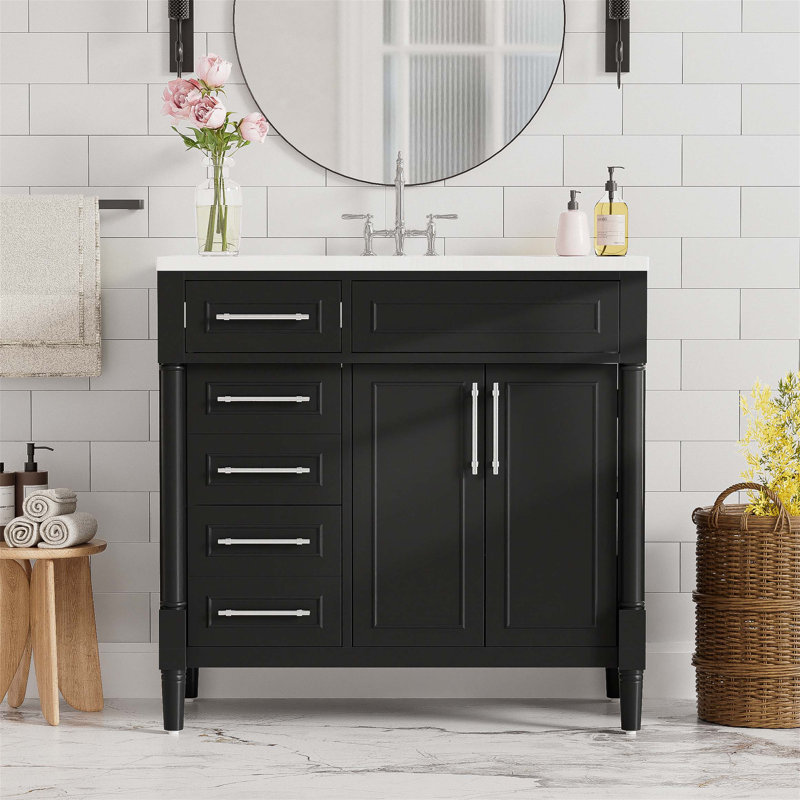 Meuble-lavabo simple 36 po avec plateau en résine Tayveon