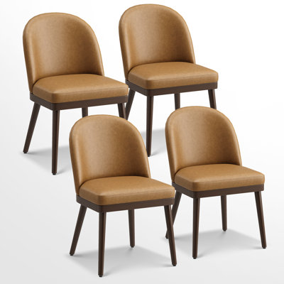 Wide Upholstered Solid Wood Dining Chairs