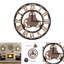 Horloge murale rustique 3D artisanale en bois, engrenage, style vintage, 58 cm, couleur or, idéale pour salon, bureau ou bar.