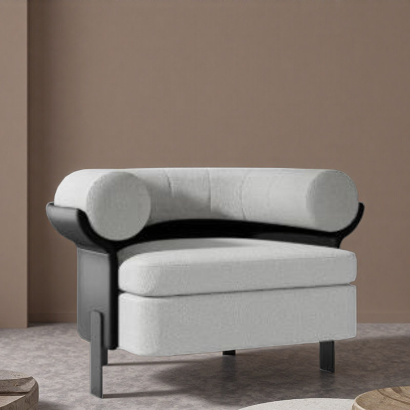 Fauteuil de loisir simple, léger et luxueux., Blanc/Noir