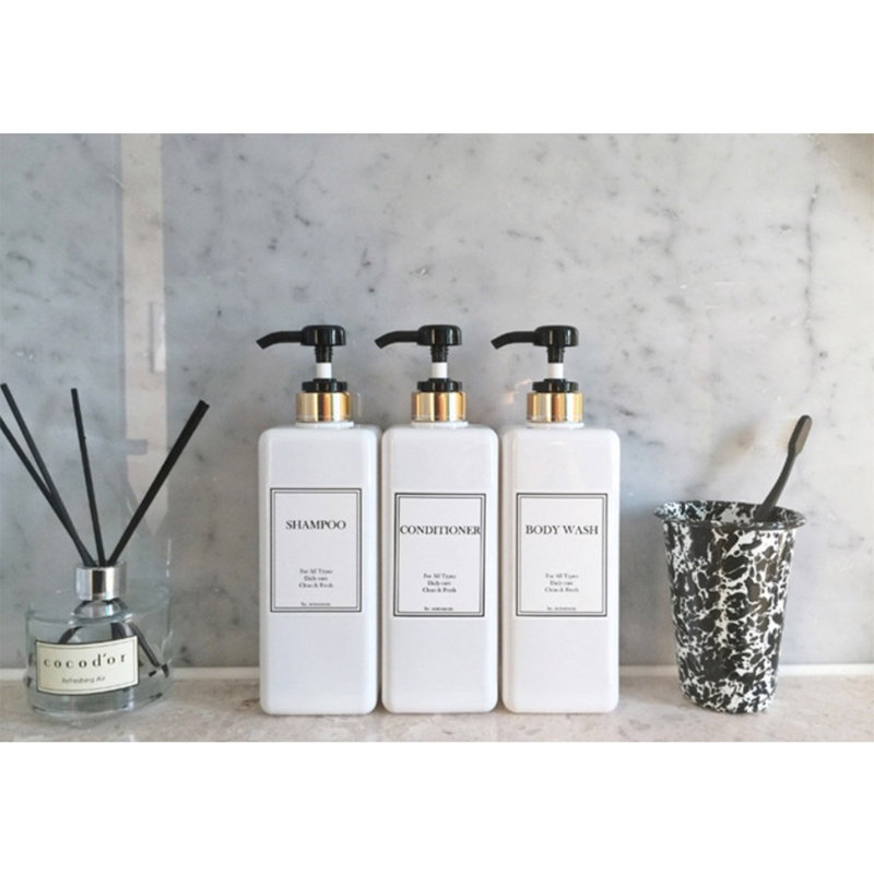 Distributeur de shampooing et de revitalisant 27 oz. Modern Design, Noir