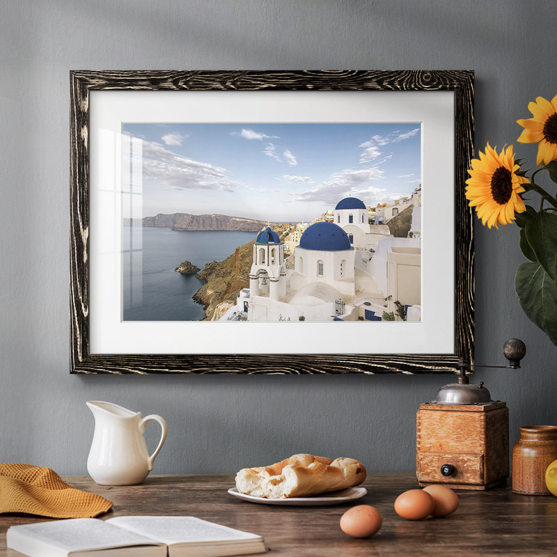 Santorini View - impression d'un seul cadre photo, Noir, H 14 po x l 20 po x P 1,5 po
