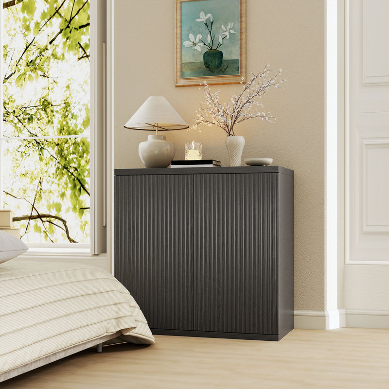 Ensemble d'armoires latérales, gris et noir, Distressed Black Gray