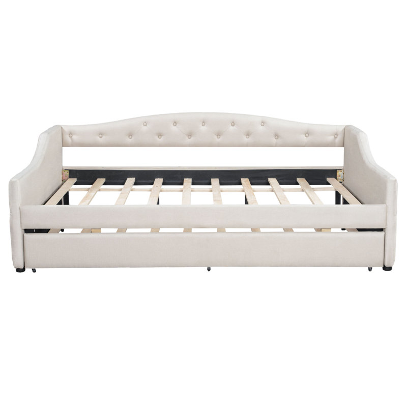 Daybed With Led Belt And Trundle, Beige