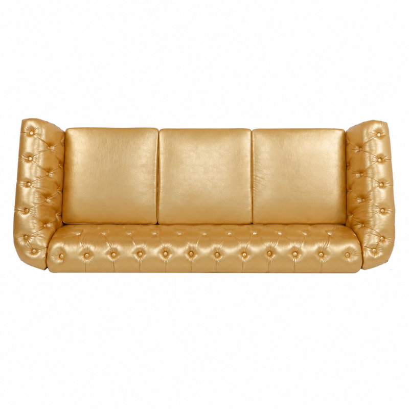 Canapé Chesterfield à accoudoirs roulés 3 places 84,65 po, Gold