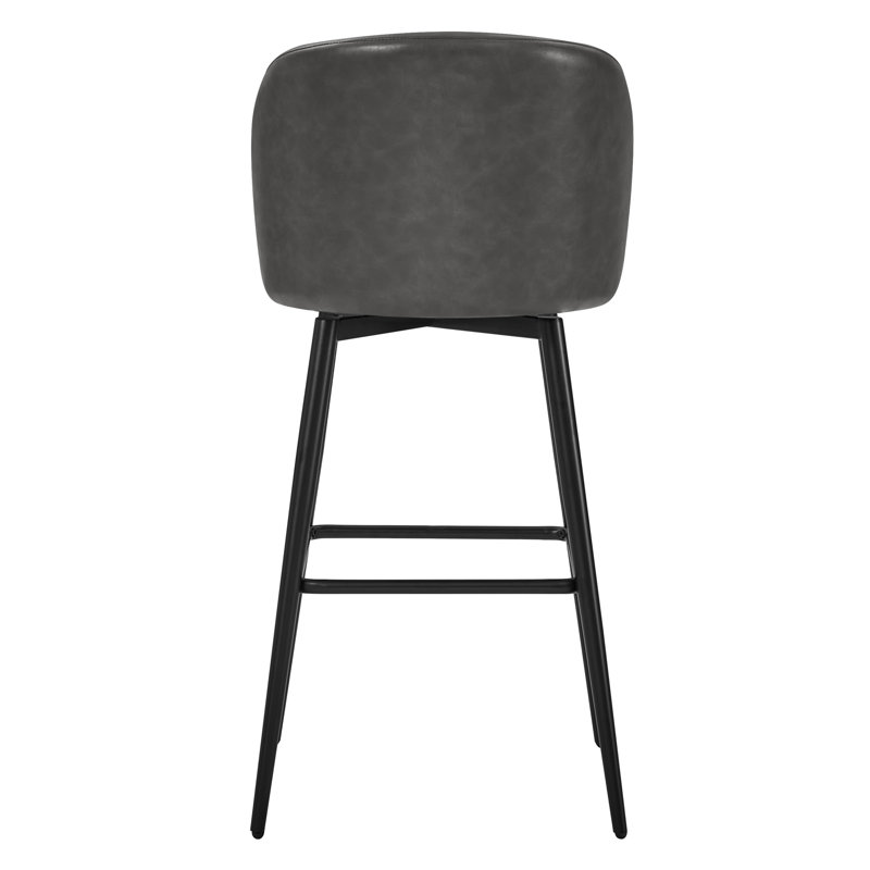 Tabouret de bar et de bar Benedit, Similicuir rétro gris caillou, Tabouret de bar (siège d'une hauteur de 30 po)