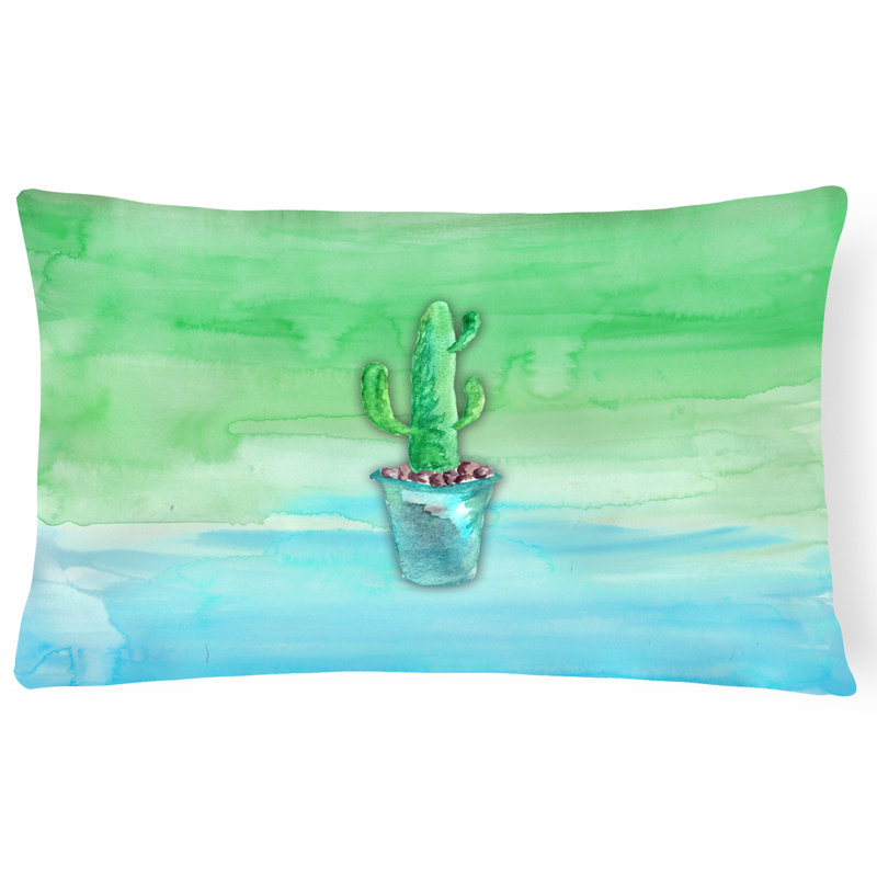 Coussin lombaire rectangulaire en aquarelle de cactus