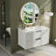 Meuble-lavabo flottant mural 36 po avec lavabo et tiroirs en céramique, conception cannelée moderne