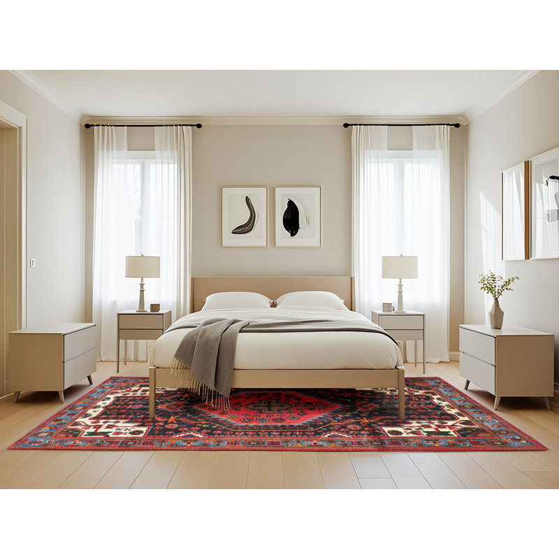 Tapis traditionnel rouge / brun, Rectangle 5 pi x 8 pi